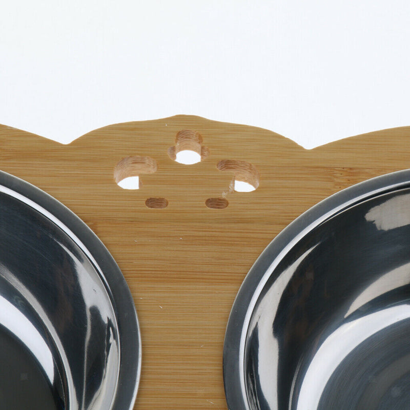 Raised Pet Feeder Solid Bamboo Stand Perfect for Cat Dog S02