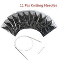 11pcs Stainless Steel Circular Knitting Needles Crochet Hook Weave 47"120cm s Gw