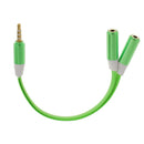 Headphone 3.5mm Y Splitter Jack Male to 2 Dual Female Audio Cable Lead Green