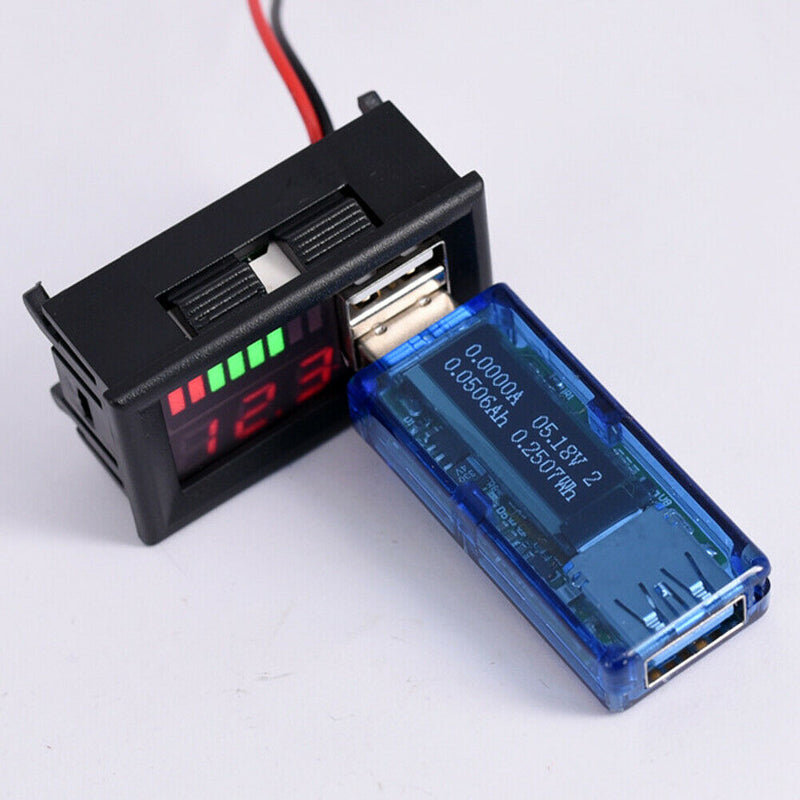 12V Voltage Battery Panel Digital Display Meter Car Voltmeter Durable Dual USB