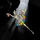 Dancing Ballet Ballerina Brooch Pin Clear AB Crystal Silvertone Fashion