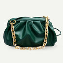 Women Chain Shoulder Bags PU Leather Cloud Party Clutch Handbag (Green)