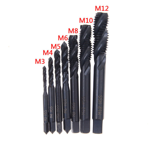 7PCS HSS Machine Screw Thread Metric Plug Tap Drill Set M3 M4 M5 M6 M8 M10 BX