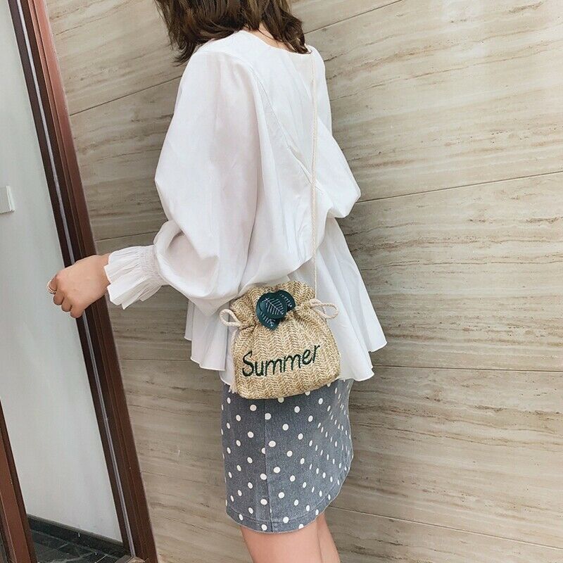 5X(Summer Beach Women'S Woven Bag Handmade Shoulder Bag Rattan Tote Purse  Y3D5)
