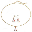 3pcs Christmas Snowman Drop Earrings Pendant Necklace Women Jewelry Set