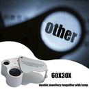 30X 60X Jewelry Magnifier LED Light Eye Loupe Jewelers Retail White Include V4F8