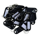50sets Key Ring Tags Plastic Name Label ID Keys Tag Luggage Fob Rings Black