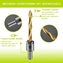 7PCS Countersink Drill Bit, Titanium Plating Drill Bit Set Wood Drill Set W