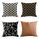 Pack of 4 Decorative Cushion Throw Pillow Covers Linen ,Modern Geometric Wa