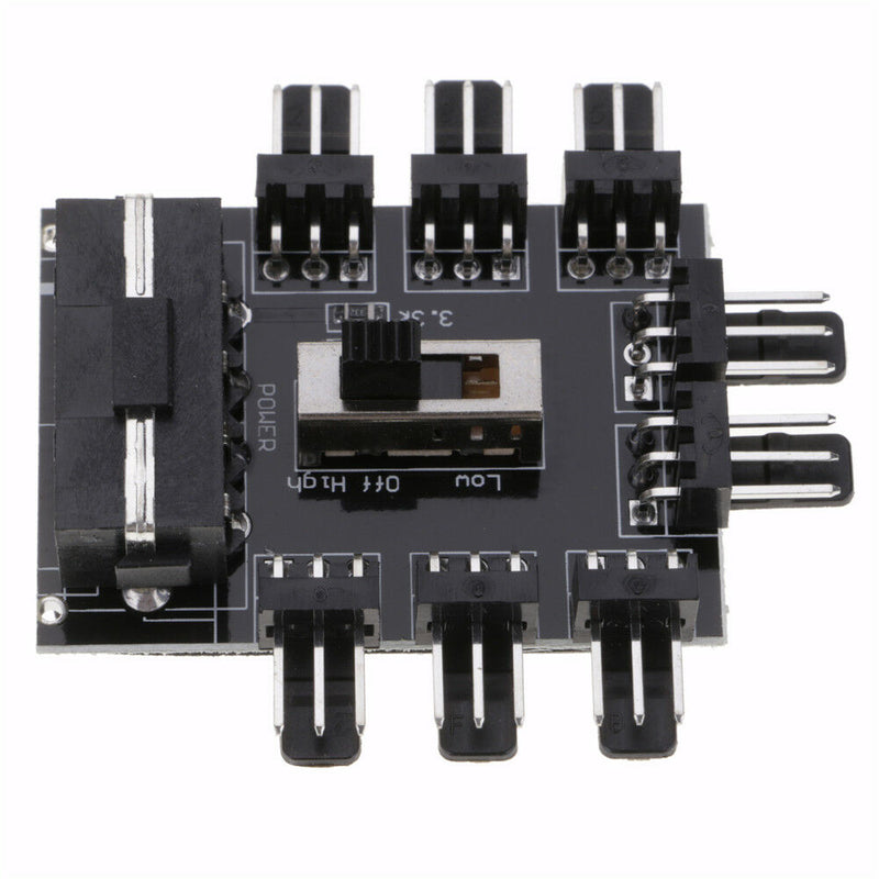 1 to 8 Channel Hub IDE Interface Power Splitter For 2A 12V 3Pin Fan 5.3*5*1.5 cm