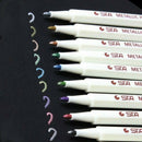 10X Metallic Paint Pen Marker Glass Painting Ceramic Porcelain Rock Wood Kit J8