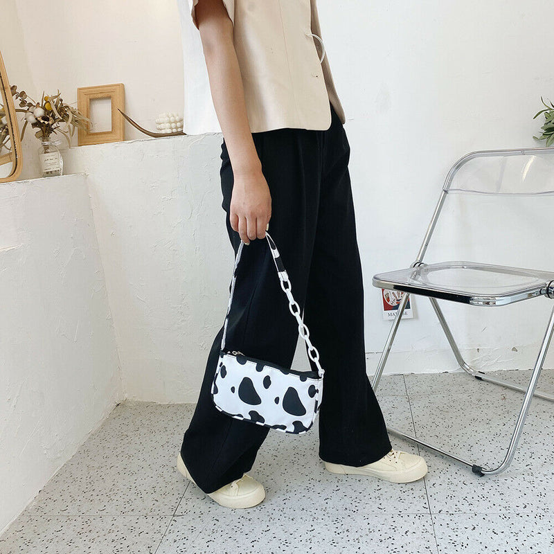 Cow Milk Printed Women Handbag Tote Female Casual Underarm Shoulder Bag (1)