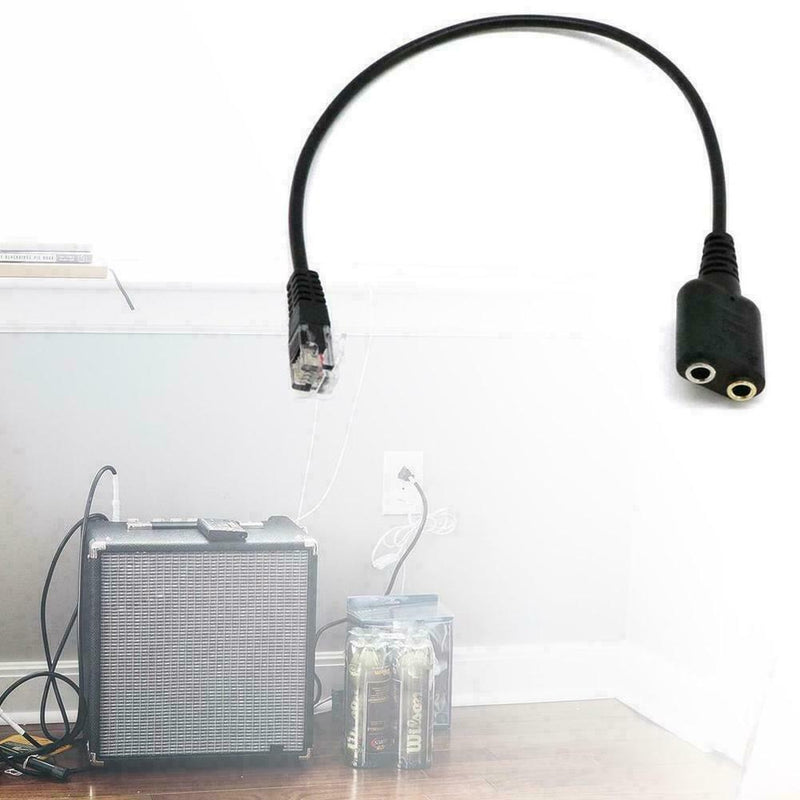 Dual 3.5mm Audio Jack to RJ9 Plug 25cm PC Headset Telephone Cable Headset O1L4