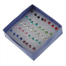 New 1 Box 20 Pairs Mixed color Crystal Ear Studs Earrings
