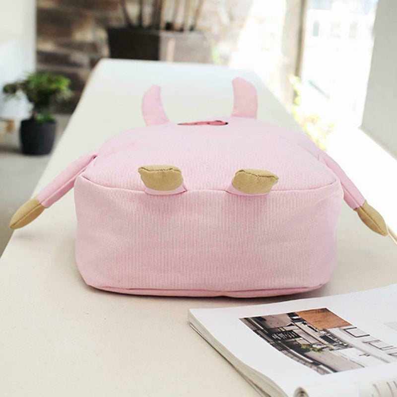 Women Canvas Lovely Cartoon Pig Shape Causal Backpack Shoulder Bag(Pink)