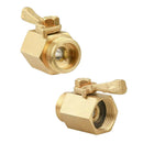 2pcs Heavy Duty 3/4" Brass Shut Off Valve Garden Hose Connector, Water Shut-Off