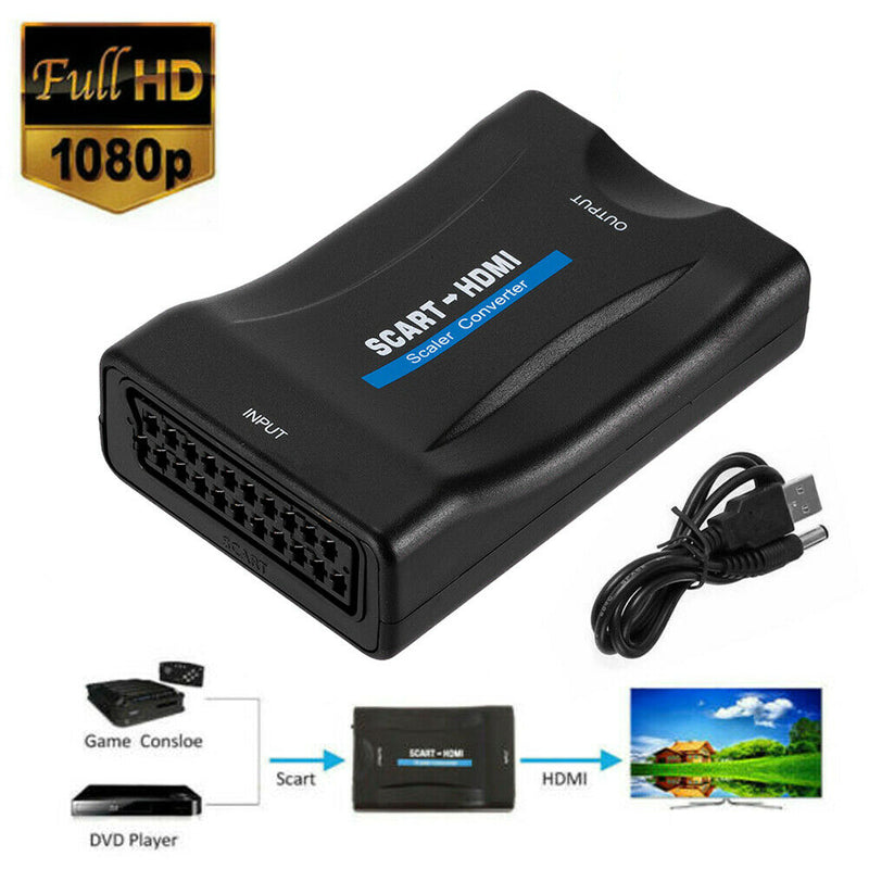 1080P SCART to HDMI Video Audio Upscale Converter HD Receiver TV (US) A