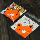 100X Rabbit pattern self-adhesive plastic bags for Handmade biscuits snack EW3C