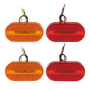2Red + 2Amber 6LED Rectangle Clearance 12V Side Marker Light Trailer Camper