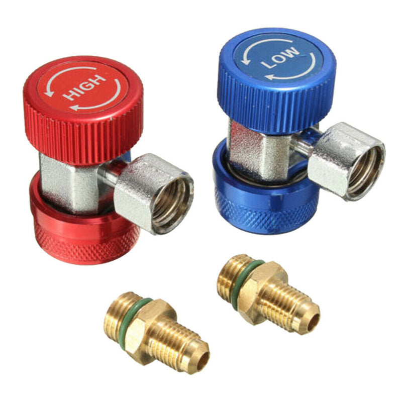 Set Of 2 R134A Quick Coupling Adapter Car Measuring Device With High And Low