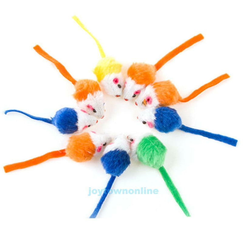 10X Colorful Plush Mouse Mice Pet Cat Toys Mini Funny Playing Sound Interactive