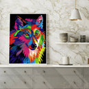 5D DIY Full Round Drill Diamond Painting Colorful Wolf Cross Stitch Mosaic