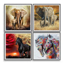 4 Pack Elephant Horse DIY 5D Diamond Painting Kits Full Drill Cross Stitch Decor