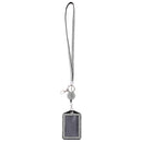 Rhinestones Lanyard with Retractable Reel Vertical ID Badge Holder White