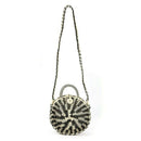Women Handmade Round Rattan Woven Shoulder Bag Tote Circle Bohemia Straw Kn