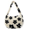 Female Plush Soft Fluffy Handbag Flower Printed Shoulder Bag Street Travel Purse