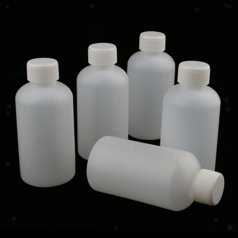 5x Plastic Empty Mouth Graduated Lab Chemical Container Reagent Bottle 250ml