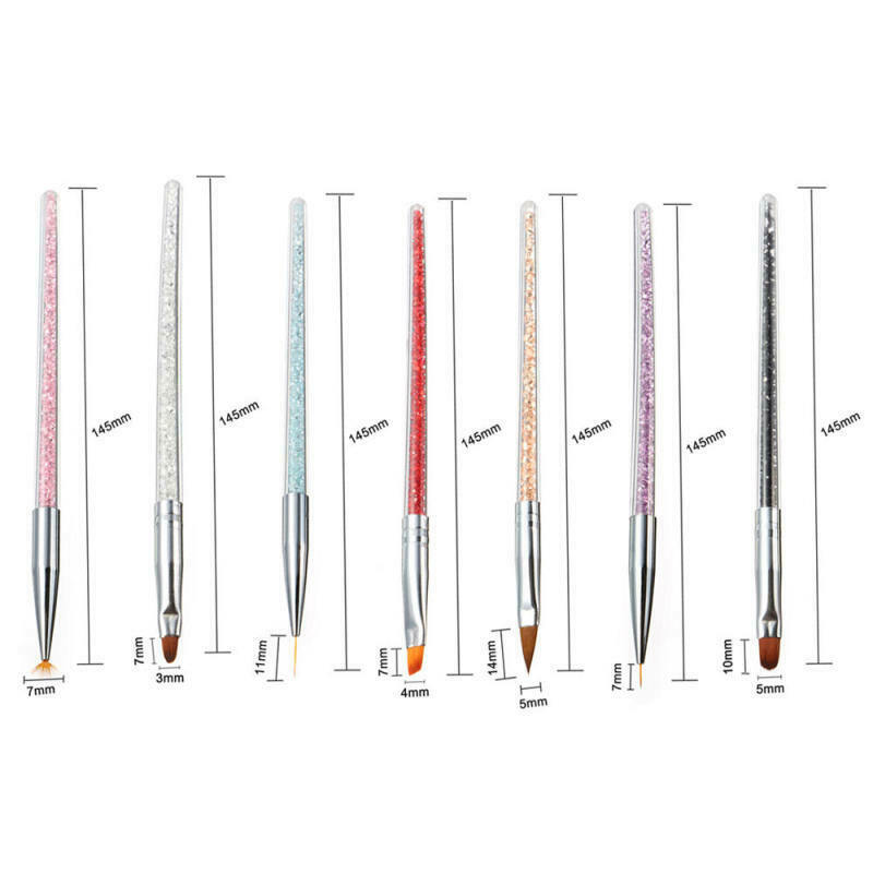7Pcs Acrylic Nail Art Pen Tips UV Builder Gel Painting Brush Manicure Set  ILE