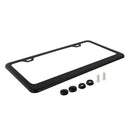 Matte Aluminum License Plate Frame With Chrome Screw Caps, 2Pcs 2 Holes Bla