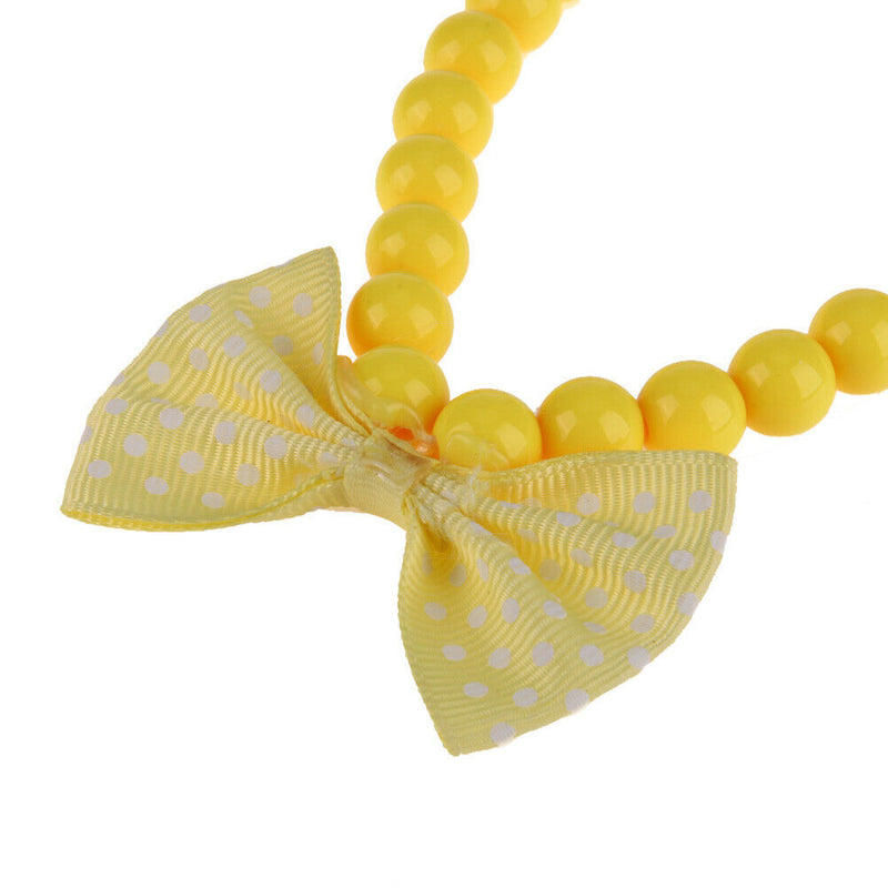 Pet Dog Cat Jewelry Acrylic Beads Necklace Bowknot Collars With Bells