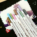 10Colour Metallic Art Marker Fine Liner Coloring Brush Pens Craft School Y W1U4
