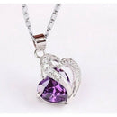 Fashion Heart Crystal Pendant Necklace Amethyst Necklace Accessory