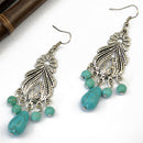 Retro Bohemian Turquoise Beads Tear Drops Tassel Dangle Chandelier Earrings