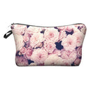 Cute pattern Pouch Travel Case Cosmetic Makeup Bag (Pink roses)