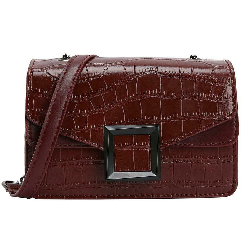 Retro Messenger Bag Women Leather Small Shoulder Handbag Purse (Wine Red) A