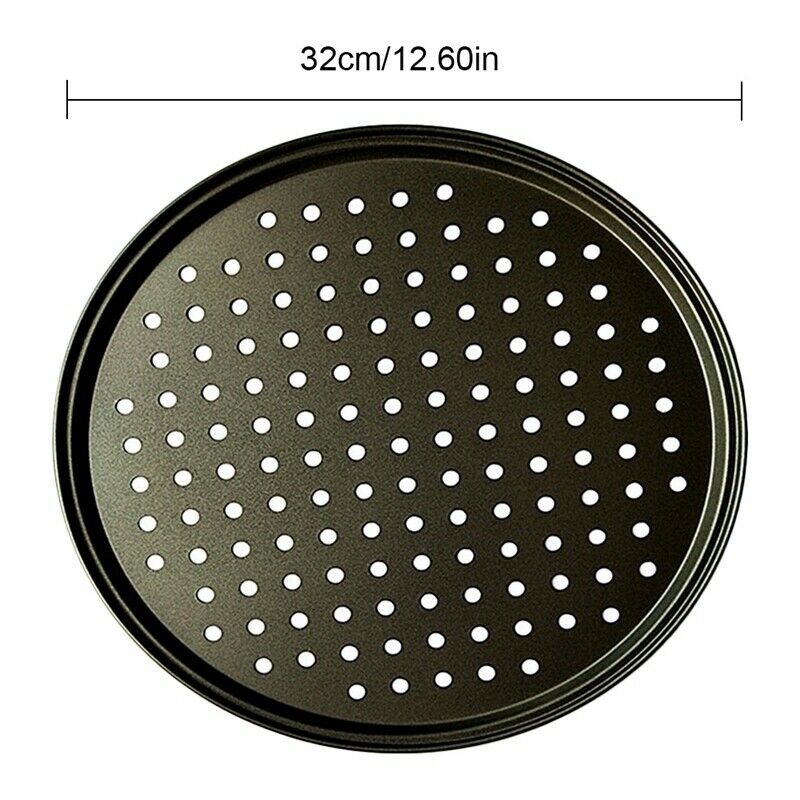 2Pcs Baking Utensil 12-Inch User-Friendly Pizza Baking Pan Non-Stick Cookin I9S1
