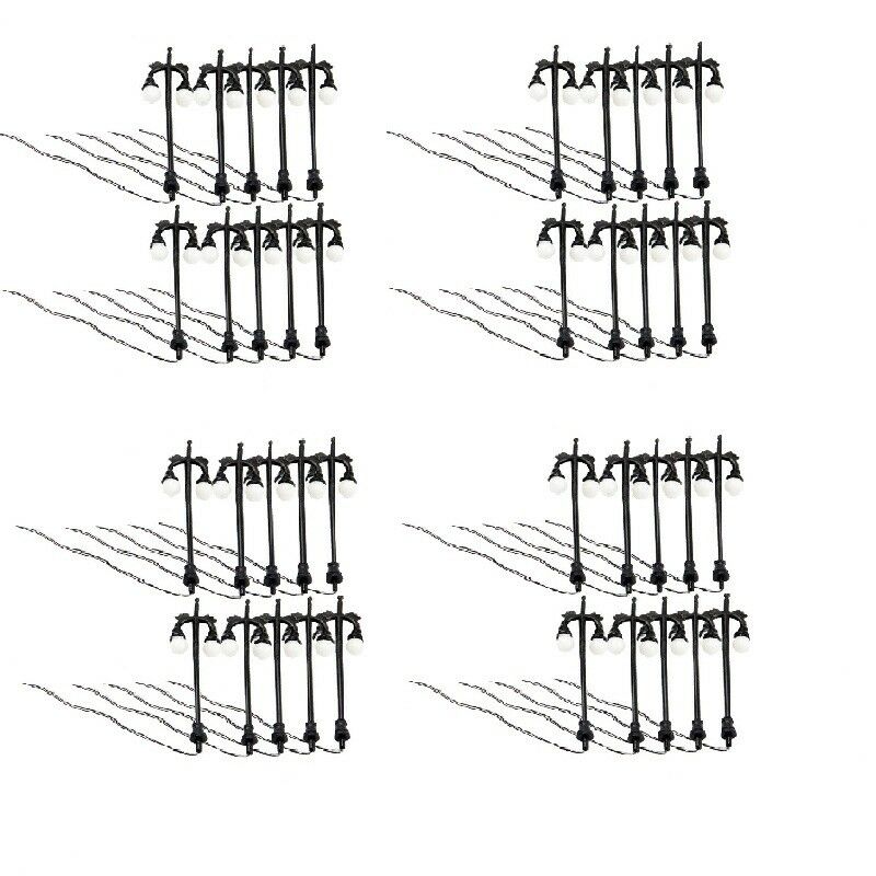 20pcs/pack 1:150 Scale LED Railway Train Double-Head Lamp Street Light Black