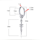 4PC Stainless Steel Long Dangle Earclip Cross Spike Huggie Hoop Men & Women