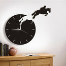 Art Decor Horseman Jumping Wall Watch Rider on Horseback Jumping Horse Cloc R9P4