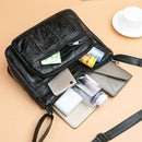 Retro Solid Shoulder Handbags Braided Women PU Multi-pocket Messenger Bag