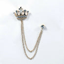 Charming Chain Brooch Crown Crystal Women Mens Tassel Brooch Pin Corsage