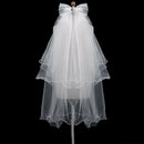 Women Wedding Veil Dress White Bowknot Layers Tulle Ribbon Edge Bridal Veil