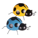 2Pcs Mini Metal Ladybug Fence Hanger Wall Hanging Outdoor Garden Decor - Blue &
