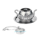 Stainless Steel Teapot Shape Tea Leaf Infuser Tray Spice Herbal Strainer Filter