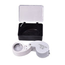 Portable Mini Magnifier With LED Light Jewelry Metal 40x Magnifying Glass Lou_