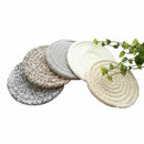 Round Cotton Braided Table Place Mats Coaster Non-Slip Table Mats Set of 5